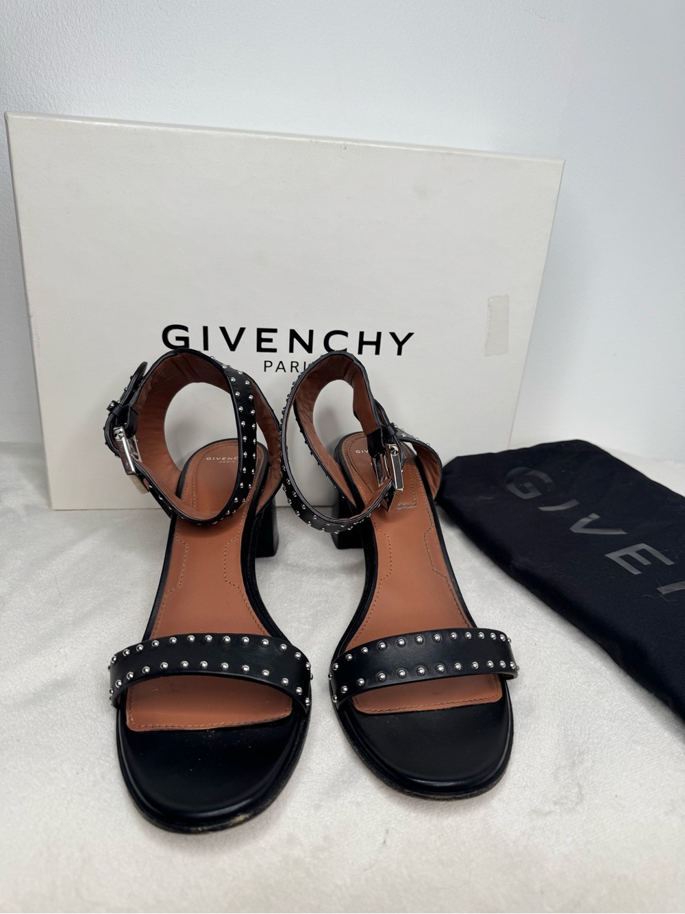 Givenchy Black Studded Leather Ankle-Strap Sandals
